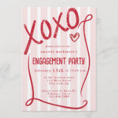 XOXO Hand Drawn Pink Engagement Party Einladung (Vorderseite)