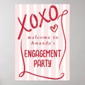 XOXO Hand Drawn Pink Engagement Party Welcome Poster (Vorne)