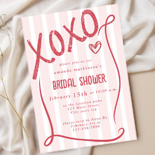 XOXO Handgezeichnete rosa Brautparty Einladung