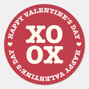 XOXO Happy Valentine's Day Aufkleber Rot