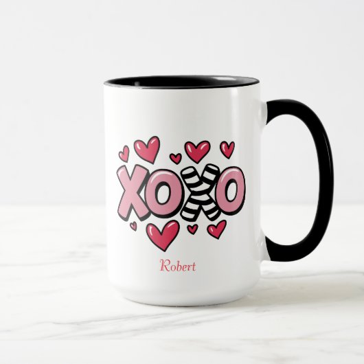 XOXO happy Valentine's day cute red hearts Tasse (Rechts)