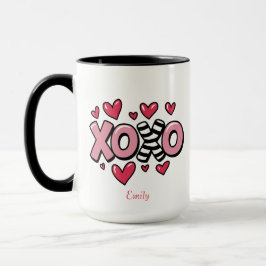 XOXO happy Valentine's day cute red hearts Tasse