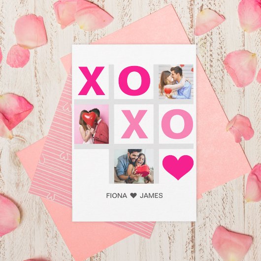 XOXO Happy Valentine's Day Pink Heart Custom Foto Dankeskarte