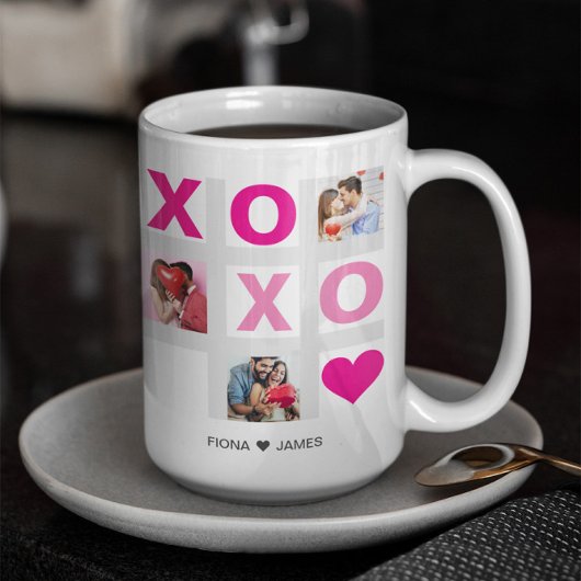 XOXO Happy Valentine's Day Pink Heart Custom Foto Kaffeetasse