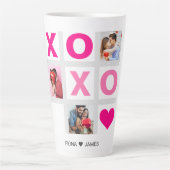 XOXO Happy Valentine's Day Pink Heart Custom Foto Milchtasse (Vorderseite)