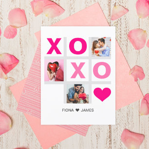 XOXO Happy Valentine's Day Pink Heart Custom Foto Postkarte