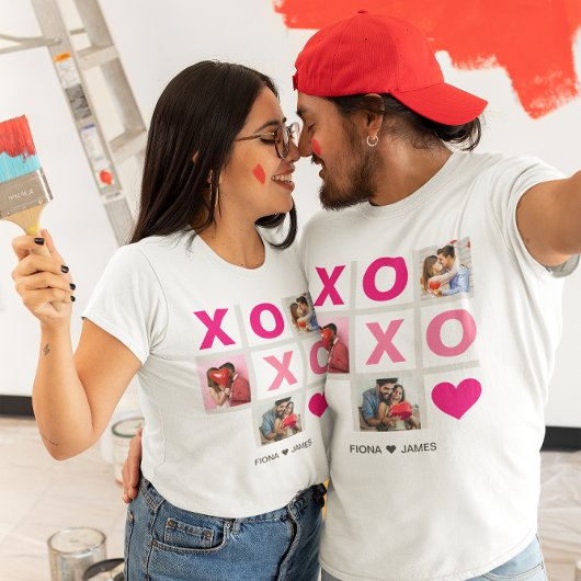 XOXO Happy Valentine's Day Pink Heart Custom Foto T-Shirt