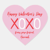XOXO Heart Kids Classroom Valentine's Day Party Herz-Aufkleber (Vorderseite)