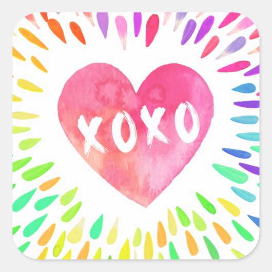 XoXo Heart Quadratischer Aufkleber (Vorderseite)