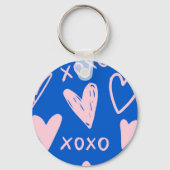 XOXO Hearts Keychain – Cute Blue & Pink Key Ring Schlüsselanhänger (Vorderseite)