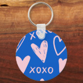 XOXO Hearts Keychain – Cute Blue & Pink Key Ring Schlüsselanhänger (Vorderseite)