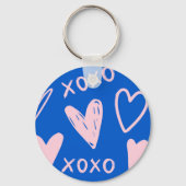 XOXO Hearts Keychain – Cute Blue & Pink Key Ring Schlüsselanhänger (Rückseite)