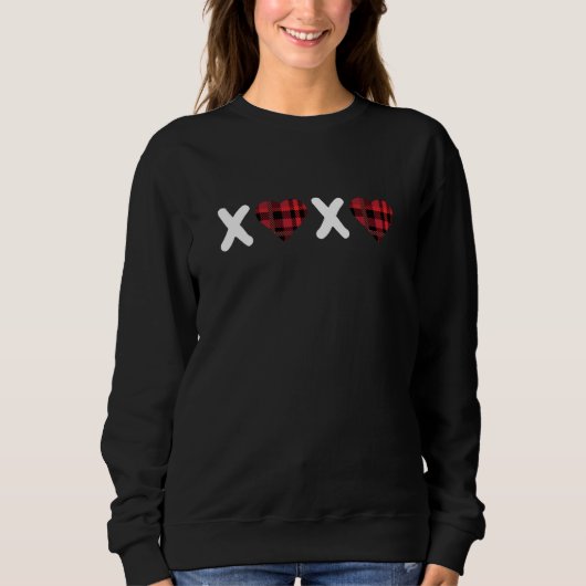 XOXO Hearts Valentines Day Red Plaid Hearts Sweatshirt (Vorderseite)