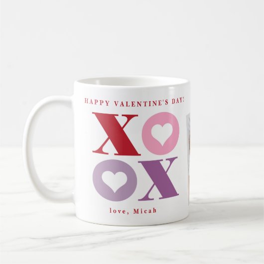 Xoxo Herz Happy Valentine's Day Zwei-Foto-Kaffee  Kaffeetasse (Links)