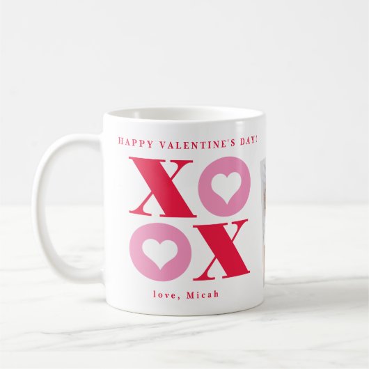 Xoxo Herz Happy Valentine's Day Zwei-Foto-Kaffee Kaffeetasse (Links)