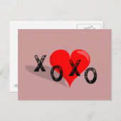 XOXO Herz Hugs und Kisses Postkarte (Vorne/Hinten)