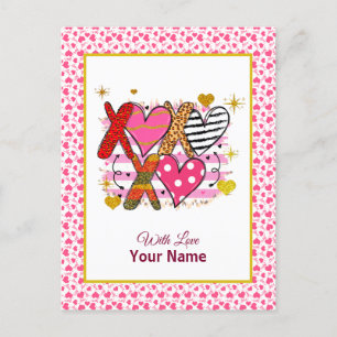 XOXO Herz Niedlich und spielerisch Postkarte