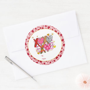 XOXO Herz Niedlich und spielerisch Runder Aufkleber