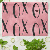 XOXO Herz Rosa Glam Geschirrtuch (Gefaltet)