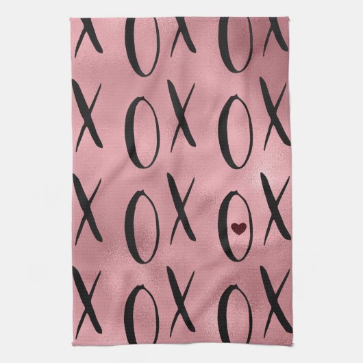 XOXO Herz Rosa Glam Geschirrtuch (Vertikal)