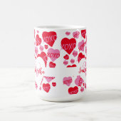 XOXO Herz rosa rotes Muster Monogramm Weiß Kaffeetasse (Mittel)