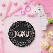 XOXO Herz rot pink | Handgebuchstabe Pinselstrich Pappteller (Party)