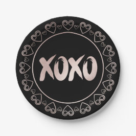 XOXO Herz rot pink | Handgebuchstabe Pinselstrich Pappteller