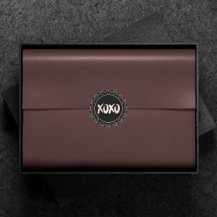 XOXO Herz rot pink   Handgebuchstabe Pinselstrich Runder Aufkleber