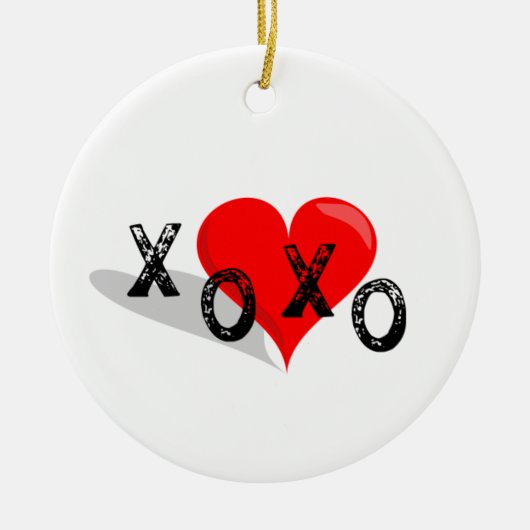 XOXO Herz umarmt und Küsse Keramik Ornament (Vorne)