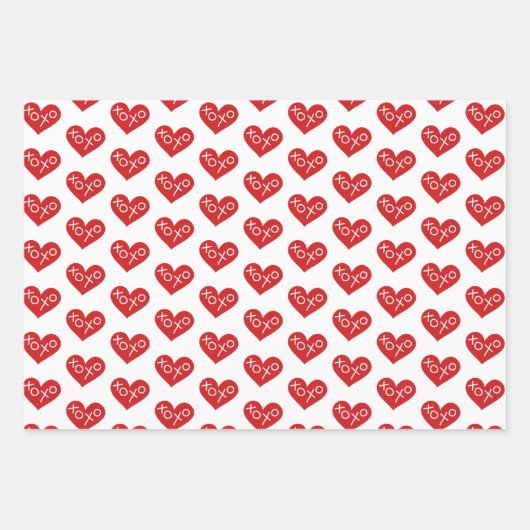 XOXO Herz Valentinstag Geschenke Geschenkpapier Set (Vorderseite)