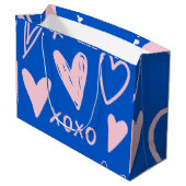 XOXO-Herzen Große Geschenktasche Geschenktüte (Rückseite Schrägansicht)