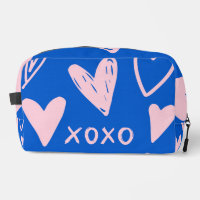 XOXO-Herzen-Make-up-Tasche – Süße blaue und rosa T