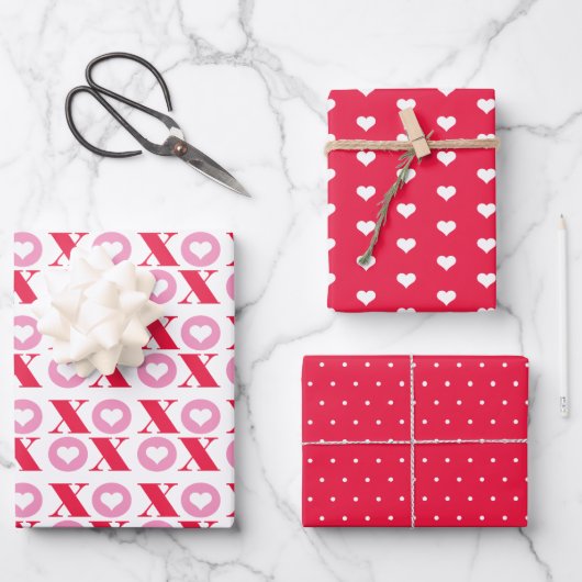 XOXO Herzmuster Geschenkpapier Set (Vorderseite)