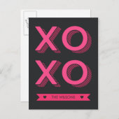 XOXO hört rosa und dunkle Hintergrundbilder Postkarte (Vorne/Hinten)