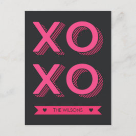 XOXO hört rosa und dunkle Hintergrundbilder Postkarte