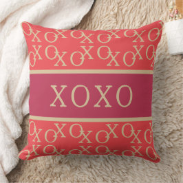 XOXO | Hot Pink Red Gold Typografie Kissen