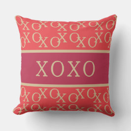 XOXO | Hot Pink Red Gold Typografie Kissen
