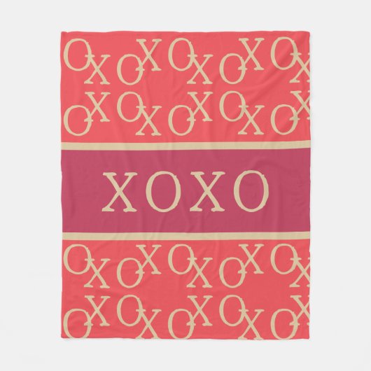 XOXO | Hot Pink Red Gold Typografie Textmuster Fleecedecke (Vorderseite)