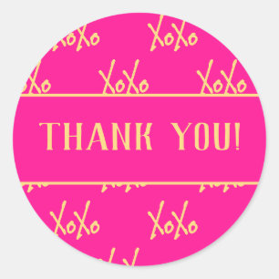 XOXO Hot Pink Valentinstag Danke Runder Aufkleber