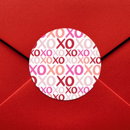 XOXO Hugs and Kisses Modern Girly Galentine Party Runder Aufkleber