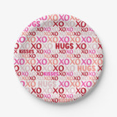 XOXO Hugs and Kisses Pink and Red Galentine Party Pappteller (Vorderseite)