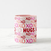 XOXO Hugs and Kisses Pink und Rot Niedlich Galenti Zweifarbige Tasse (Mittel)