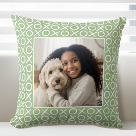 XOXO Hugs & Kisses 2 Custom Photo Green Modern Kissen