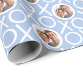 XOXO Hugs & Kisses 2 Photo Blue Brush Script Geschenkpapier (Rolleneckpunkt)