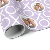 XOXO Hugs & Kisses 2 Photo Purple Brush Script Geschenkpapier (Rolleneckpunkt)