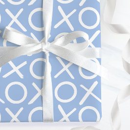 XOXO Hugs & Kisses Blue Valentine's Brush Script Geschenkpapier