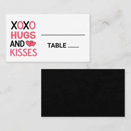 XOXO Hugs Kisses Brautparty Black Wedding Platzkarte (Vorne/Hinten)