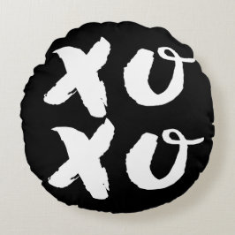 XOXO Hugs & Kisses Brush Typografie Black Rundes Kissen