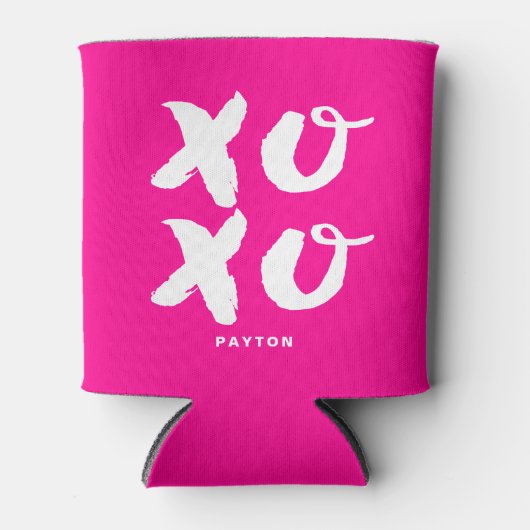 XOXO Hugs & Kisses Brush Typografie Magenta Dosenkühler (Vorderseite)