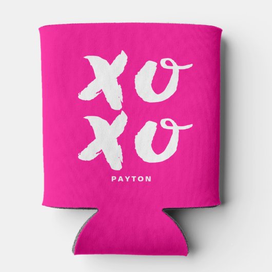 XOXO Hugs & Kisses Brush Typografie Magenta Dosenkühler (Rückseite)